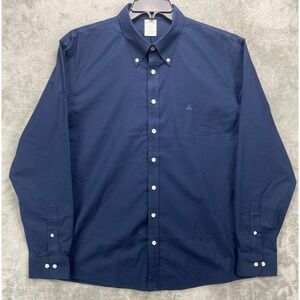 Brooks Brothers Men's The Original Polo Shirt XL Navy Slim Long Sleeve Button Up